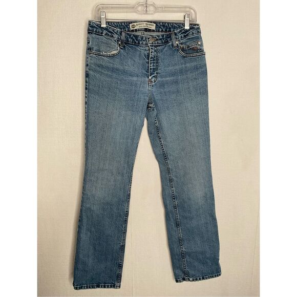 Vintage‎ Harley Davidson Jeans Women Size 10 Boot Cut Biker Y2K 90s Motorcycle - Picture 1 of 12
